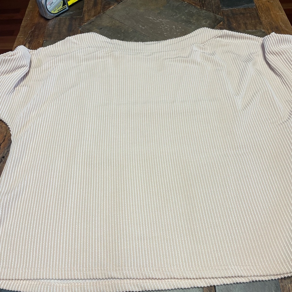 Women's Cream Ribbed Top - Picture 7 of 8